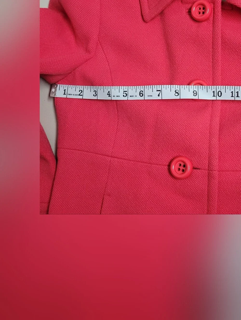 J.crew Women's Hot Pink Wool Coat With Large Buttons Pleated Back Size 4P. - Picture 6 of 8